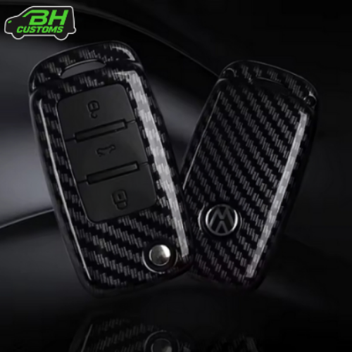 Carbon Fiber Car Key Case Cover For Volkswagen